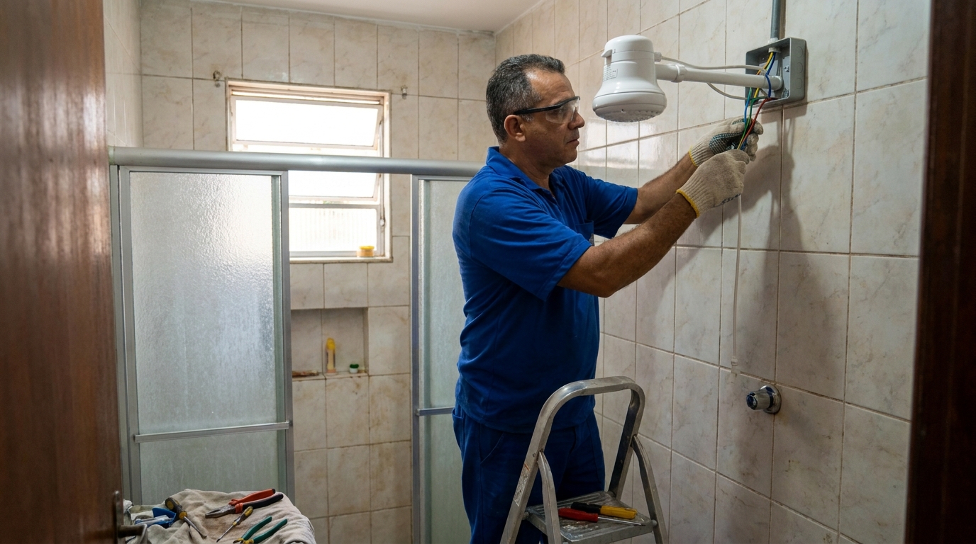 Substituição de Chuveiro Antigo no Bom Sucesso, Anápolis‑GO
